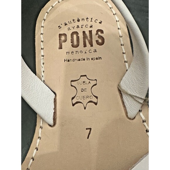 PONS Avarcas Men\'s  Size 7 Mediterranean White Leather Sandals Handmade in Spain main image 9